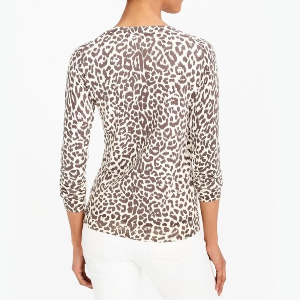 J. Crew Cotton Teddie Sweater in Leopard, Size Medium - Picture 3 of 13